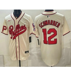 Men's Philadelphia Phillies #12 Kyle Schwarber Name Cream 2026 Field of Dreams Stadium Stitched Jersey