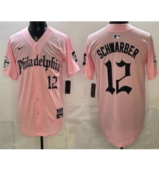 Men's Philadelphia Phillies #12 Kyle Schwarber Pink Gothic Vapor Limited Stitched Jersey