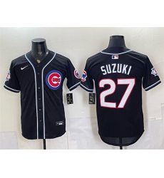 Men's Chicago Cubs #27 Seiya Suzuki 150th Anniversary Black Out Style Vapor Premier Limited Stitched Baseball Jersey