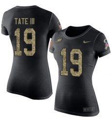 Women's Nike Philadelphia Eagles #19 Golden Tate III Black Camo Salute to Service T-Shirt