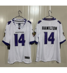 Men's Baltimore Ravens #14 Kyle Hamilton White 2026 Alternate Vapor Limited Football Stitched Jersey