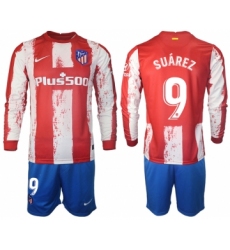 Men 2021-2022 Club Atletico Madrid home red Long Sleeve 9 Soccer Jersey