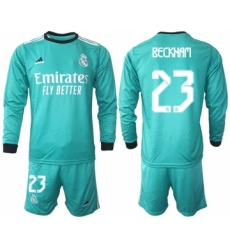 Men 2021-2022 Club Atletico Madrid second away blue Long Sleeve 23 Soccer Jersey
