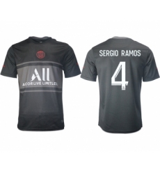 Men 2021-2022 Club Paris St German Second away aaa version black 4 Soccer Jersey