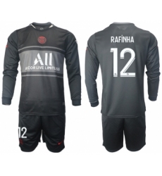 Men 2021-2022 Club Paris St German Second away black Long Sleeve 12 Soccer Jersey