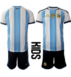 Youth Argentina Blank White Blue 2025-26 Home Soccer Jersey Suit