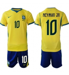 Men's Brazil national football team #10 Neymar Jr Yellow Home 2026 Soccer Jersey Suit