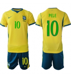 Men's Brazil national football team #10 Pele Yellow 2026 Soccer Jersey Suit