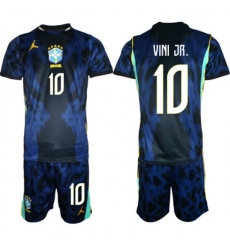 Men's Brazil national football team #10 Vinícius Júnior Navy 2026 Away Soccer Jersey Suit