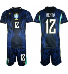 Men's Brazil national football team #12 Bento Navy 2026 Away Soccer Jersey Suit