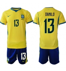 Men's Brazil national football team #13 Danilo Yellow Home 2026 Soccer Jersey Suit