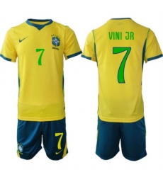 Men's Brazil national football team #7 Vinícius Júnior Yellow 2026 Soccer Jersey Suit