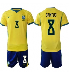 Men's Brazil national football team #8 Andrey Santos Yellow Home 2026 Soccer Jersey Suit