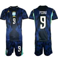 Men's Brazil national football team #9 Joo Pedro Navy 2026 Away Soccer Jersey Suit