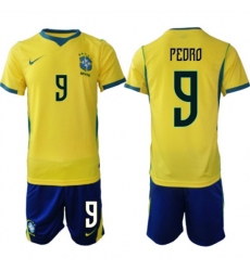 Men's Brazil national football team #9 Joo Pedro Yellow Home 2026 Soccer Jersey Suit