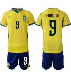 Men's Brazil national football team #9 Ronaldo Yellow 2026 Soccer Jersey Suit
