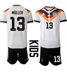 Youth Germany #13 Thomas Müller White 2025 26 Home Soccer Jersey Suit