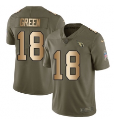 Men's Nike Arizona Cardinals #18 A.J. Green Olive Gold Stitched NFL Limited 2017 Salute To Service Jersey