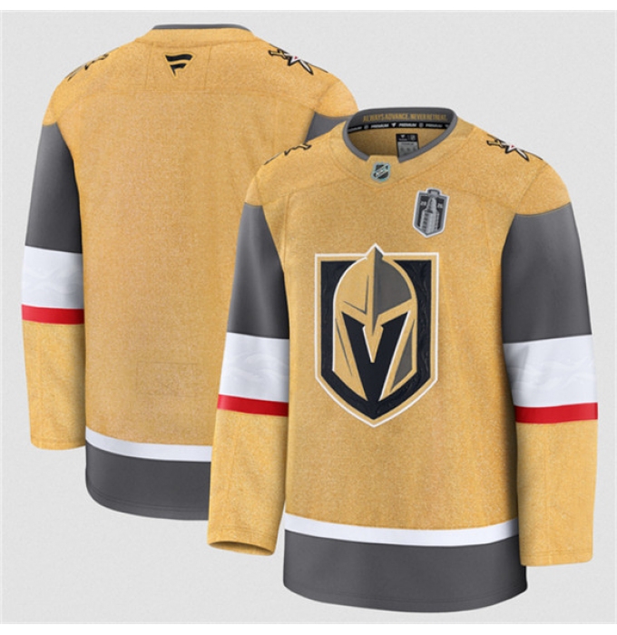 Men's Vegas Golden Knights Blank Gold 2026 Stanley Cup Final Home Stitched Hockey Jersey