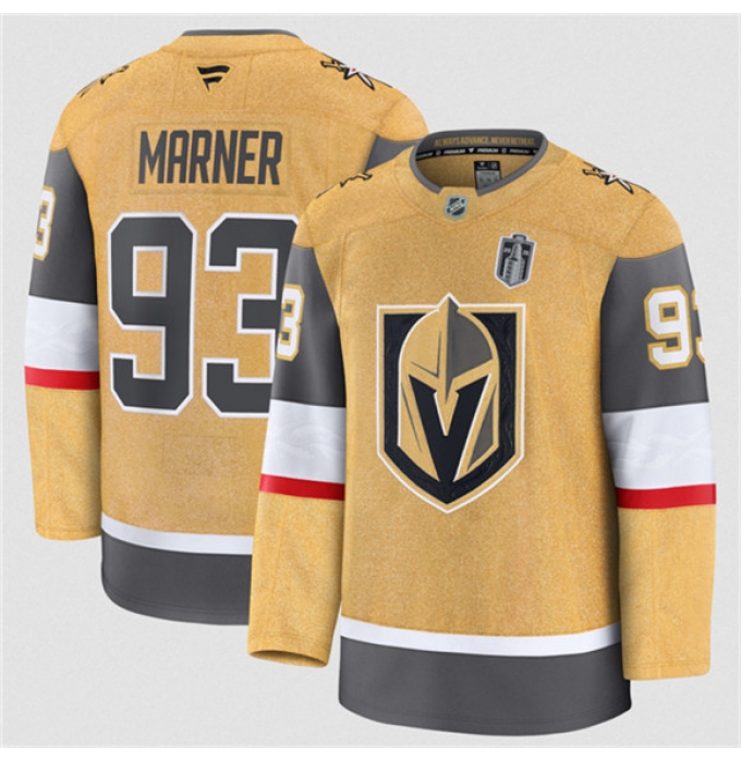 Men's Vegas Golden Knights #93 Mitch Marner Gold 2026 Stanley Cup Final Home Stitched Hockey Jersey
