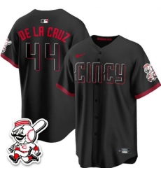Men's Cincinnati Reds #44 Elly De La Cruz Black City Connect With Limited Stitched Baseball Jersey