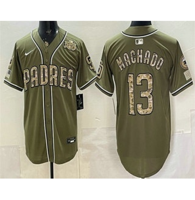 Men's San Diego Padres #13 Manny Machado Olive 2026 Armed Forces Day Jersey