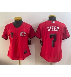 Youth Cincinnati Reds #7 Spencer Steer Red 2026 City Connect Stadium Stitched Baseball Jersey
