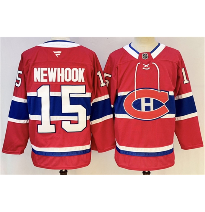 Men's Montreal Canadiens #15 Alex Newhook Red 2024-25 Stitched Jersey