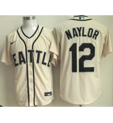 Men's Seattle Mariners #12 Josh Naylor Cream Cool Base Jersey