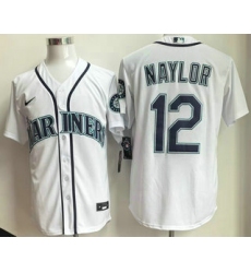 Men's Seattle Mariners #12 Josh Naylor White Cool Base Jersey