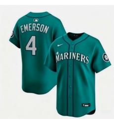 Men's Seattle Mariners #4 Colt Emerson Aqua Limited Stitched jersey