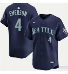 Men's Seattle Mariners #4 Colt Emerson Navy Cool Base Stitched Baseball Jersey