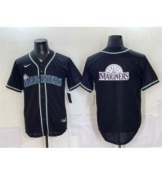 Men's Seattle Mariners Team Big Logo 2026 Fashion Replica Black Out Stitched Baseball Jersey