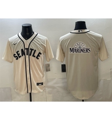 Men's Seattle Mariners Team Big Logo Cream Alternate Stitched Baseball Jersey