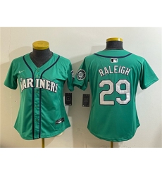 Women's Seattle Mariners #29 Cal Raleigh Aqua Limited Stitched Baseball Jersey(Run Small)
