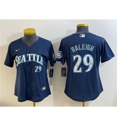 Women's Seattle Mariners #29 Cal Raleigh Navy Cool Base Stitched Baseball Jersey(Run Small)
