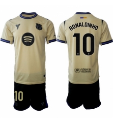 Men FC Barcelona 2026 Soccer Jerseys Beige #10 RONALDINHO
