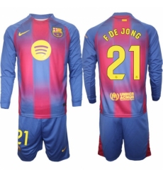 Men FC Barcelona 2026 Soccer Jerseys Red Long #21 F.DE JONG
