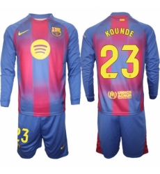 Men FC Barcelona 2026 Soccer Jerseys Red Long #23 KOUNDE