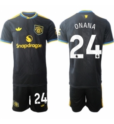 Men Manchester United 2026 Soccer Jerseys Black #24 ONANA