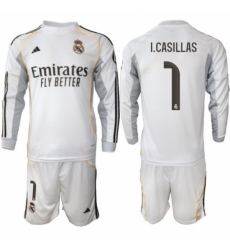 Men Real Madrid 2026 Soccer Jerseys White Long #1 I.CASILLAS