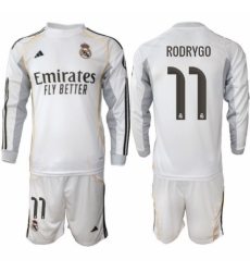 Men Real Madrid 2026 Soccer Jerseys White Long #11 RODRYGO