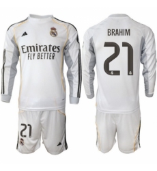 Men Real Madrid 2026 Soccer Jerseys White Long #21 BRAHIM