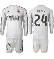 Men Real Madrid 2026 Soccer Jerseys White Long #24 HUIJSEN