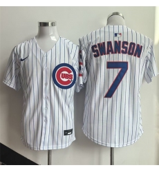 Men's Chicago Cubs #7 Dansby Swanson White Home Limited Stitched Baseball Jersey