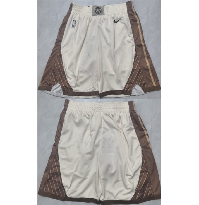 Men's Golden State Warriors Tan Shorts(Run Small)