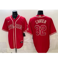 Men's Texas Rangers #32 Evan Carter Red 2026 City Connect Stadium Stitched Baseball Jersey