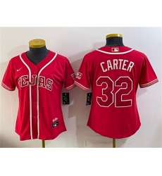 Youth Texas Rangers #32 Evan Carter Red 2026 City Connect Stadium Stitched Baseball Jersey