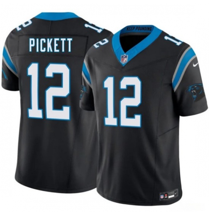 Men's Carolina Panthers #12 Kenny Pickett Black 2026 F.U.S.E. Vapor Limited Football Stitched Jersey