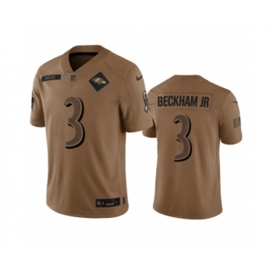 Men's Nike Baltimore Ravens #3 Odell Beckham Jr. 2023 Brown Salute To Service Limited Football Stitched Jersey Men's Nike Baltimore Ravens #3 Odell Beckham Jr. 2023 Brown Salute To Service Limited Football Stitched Jersey